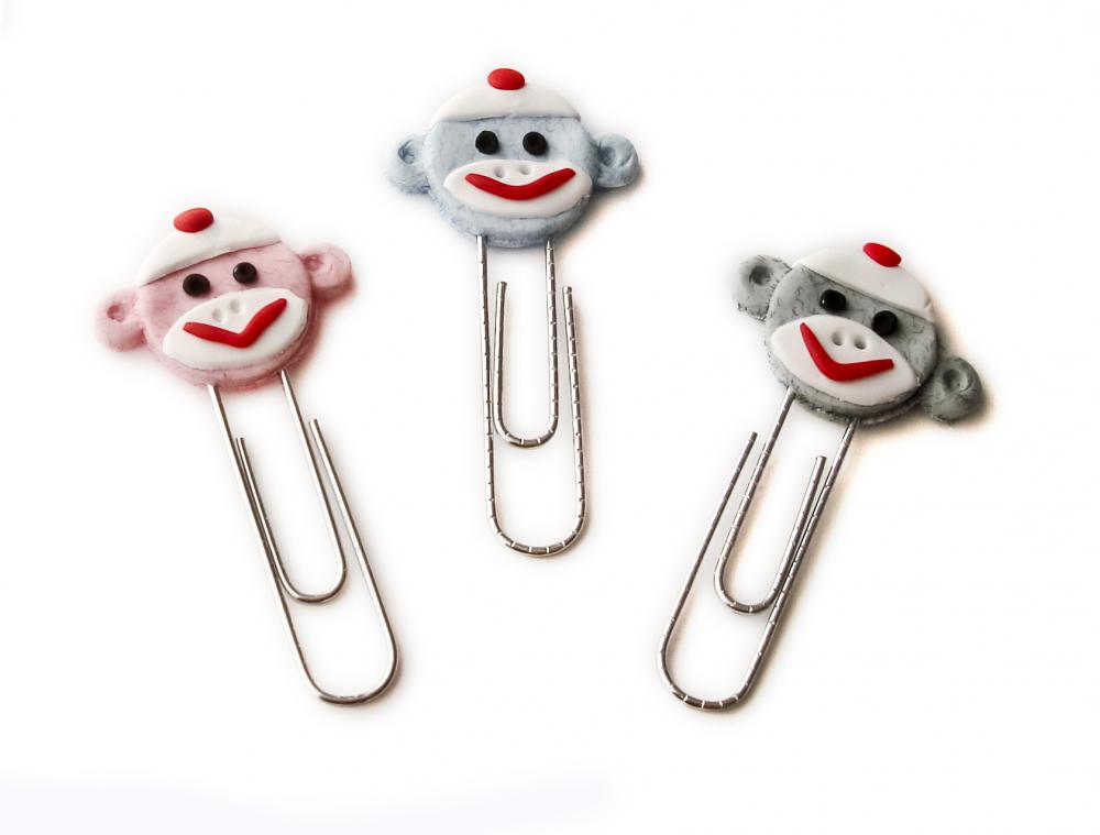 Sock Monkey Face Paperclip Bookmarks Set Of 3 Handmade In Polymer Clay