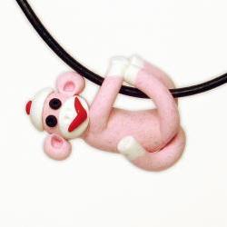 Pink Sock Monkey Pendant S..